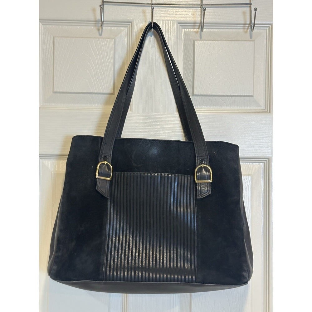 Vintage Courtenay Blk Suede Leather Shoulder Bag